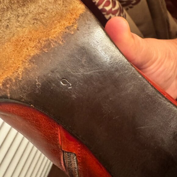 Genuine Leather Women Ankle Boots Size 9 Brandy Square Toe Zipper Block 2" Heel - Picture 16 of 16